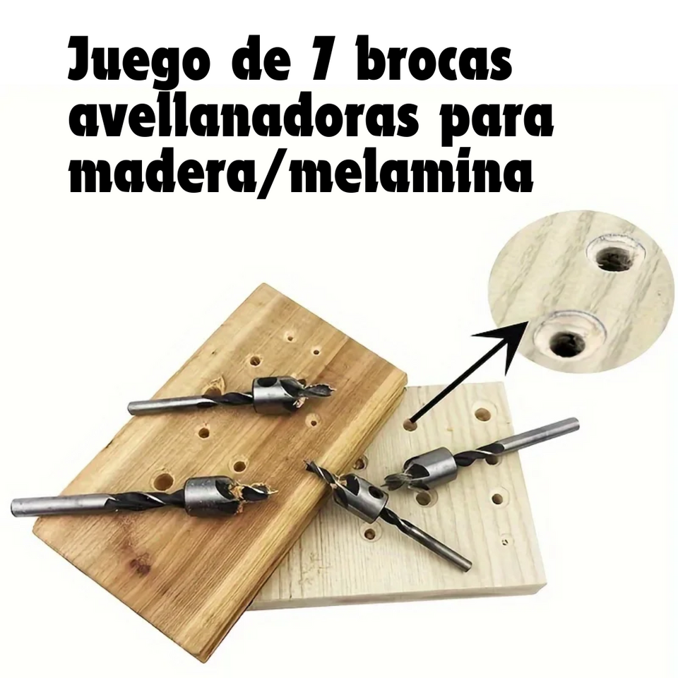 Juego de 7 brocas avellanadoras