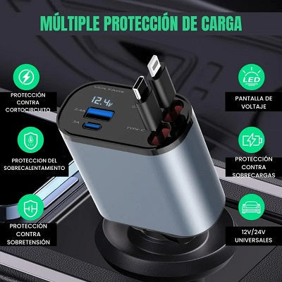 Cargador Auto 4 en 1 || 120W súper rápido