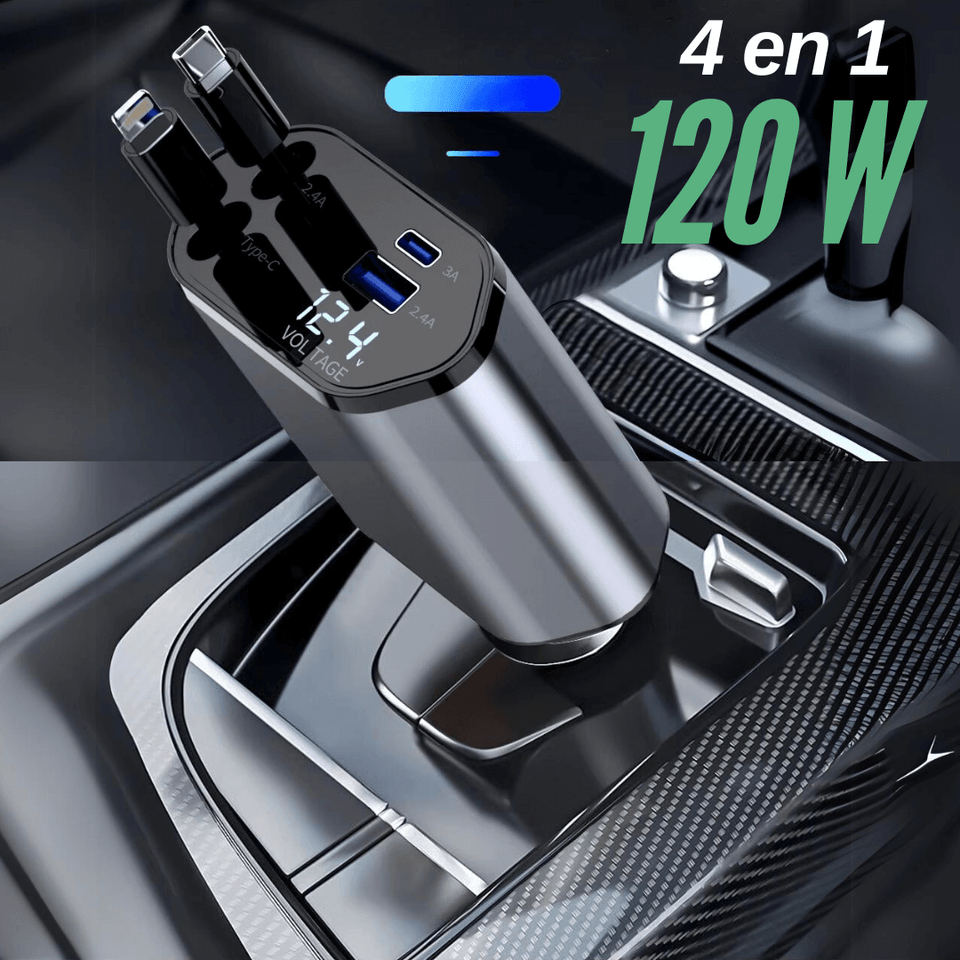 Cargador Auto 4 en 1 || 120W súper rápido