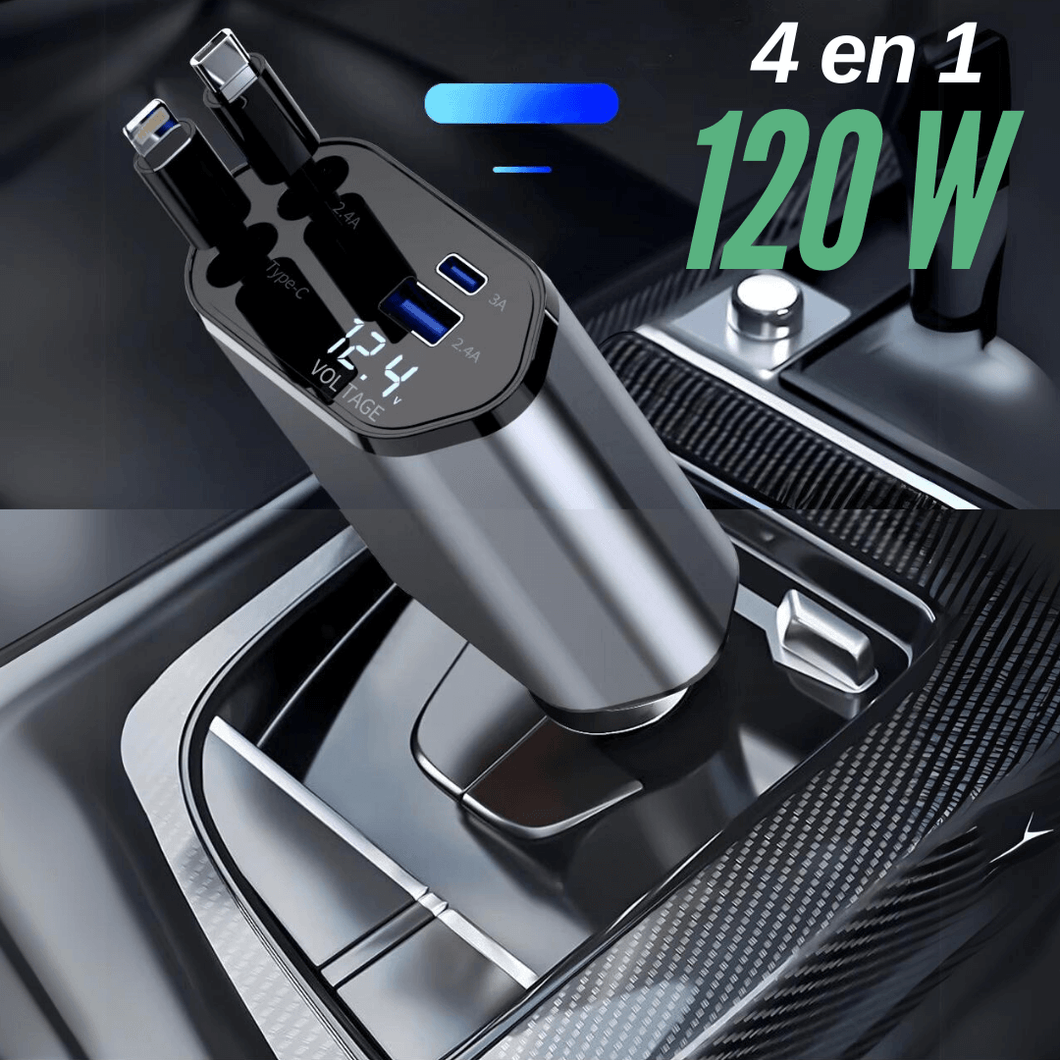 Cargador Auto 4 en 1 || 120W súper rápido